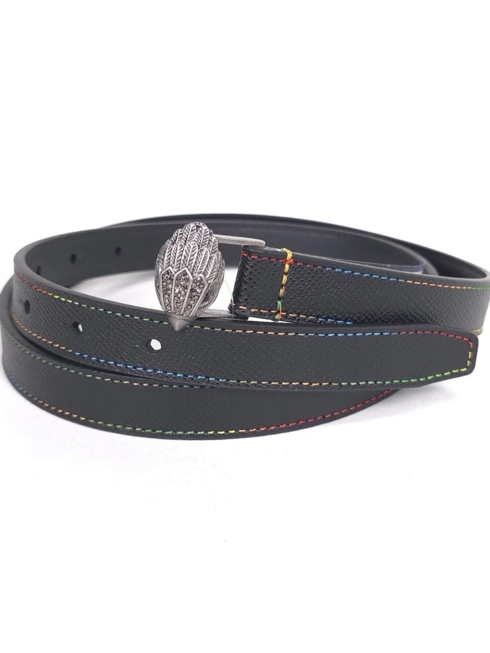 Kurt Geiger Eagle Buckle Saffiano Leather Multicolor Stitching Sz XS-Small NWT